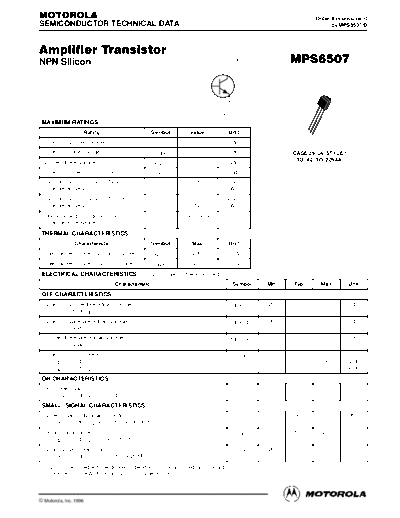 Motorola mps6507r  . Electronic Components Datasheets Active components Transistors Motorola mps6507r.pdf