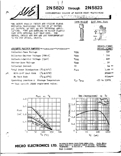 MicroElectronics 2n5820-23  . Electronic Components Datasheets Active components Transistors MicroElectronics 2n5820-23.pdf