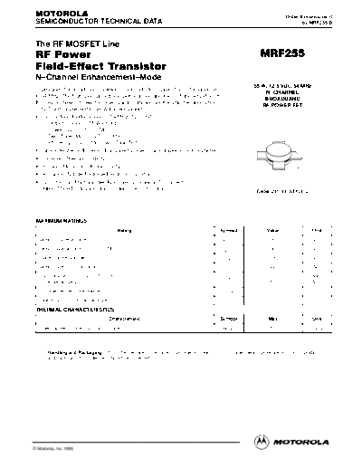 Motorola mrf255rev0r  . Electronic Components Datasheets Active components Transistors Motorola mrf255rev0r.pdf