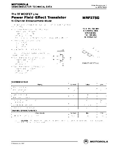 Motorola mrf275grev0  . Electronic Components Datasheets Active components Transistors Motorola mrf275grev0.pdf
