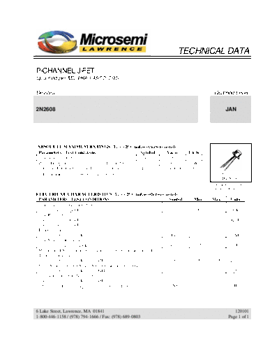 Microsemi 2n2608  . Electronic Components Datasheets Active components Transistors Microsemi 2n2608.pdf