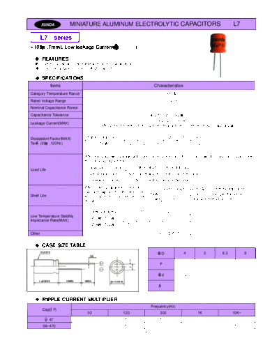 Xunda [radial thru-hole] L7 Series  . Electronic Components Datasheets Passive components capacitors Xunda Xunda [radial thru-hole] L7 Series.pdf