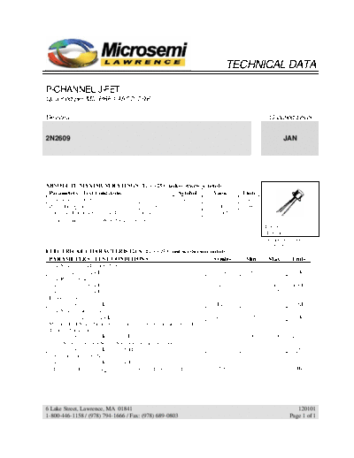Microsemi 2n2609  . Electronic Components Datasheets Active components Transistors Microsemi 2n2609.pdf