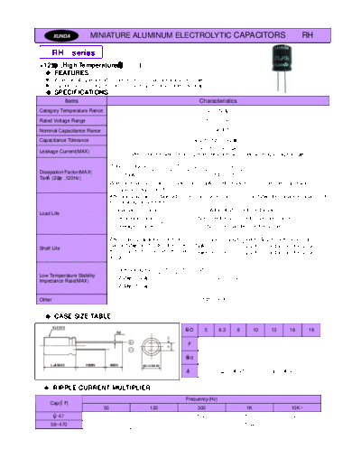 Xunda [radial thru-hole] RH Series  . Electronic Components Datasheets Passive components capacitors Xunda Xunda [radial thru-hole] RH Series.pdf