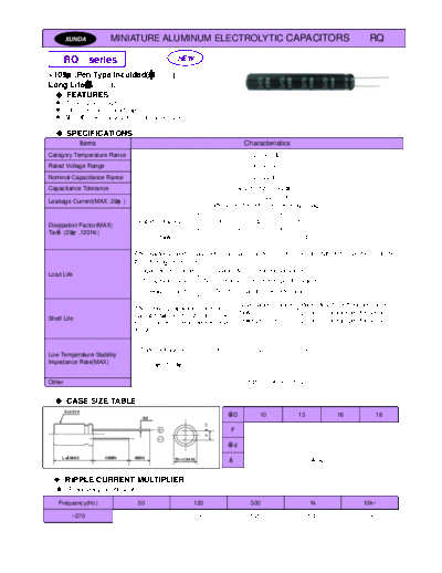 Xunda [radial thru-hole] RQ Series  . Electronic Components Datasheets Passive components capacitors Xunda Xunda [radial thru-hole] RQ Series.pdf