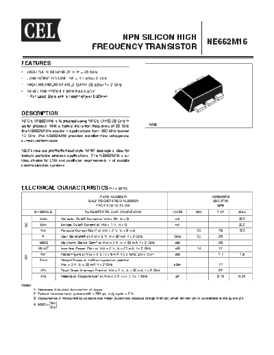 NEC ne662m16  . Electronic Components Datasheets Active components Transistors NEC ne662m16.pdf