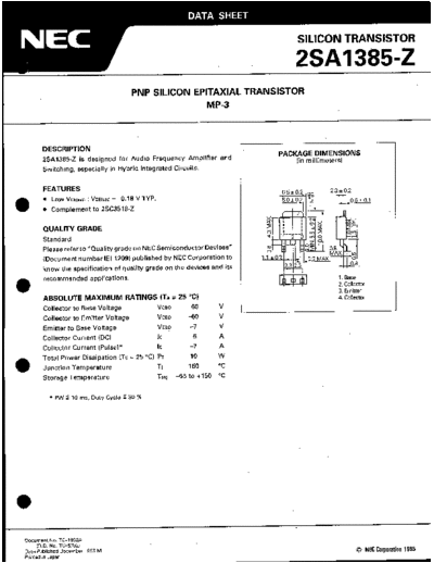 NEC 2sa1385-z  . Electronic Components Datasheets Active components Transistors NEC 2sa1385-z.pdf