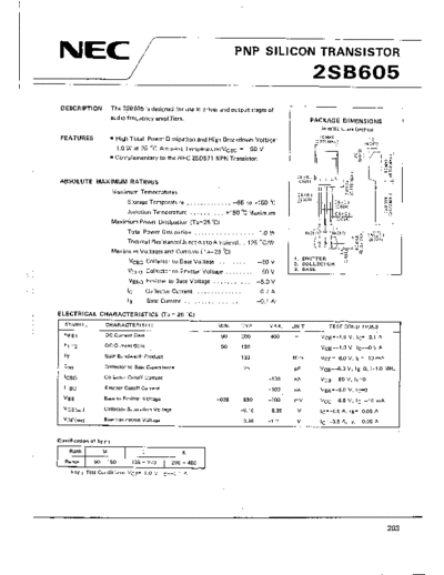 NEC 2sb605  . Electronic Components Datasheets Active components Transistors NEC 2sb605.pdf