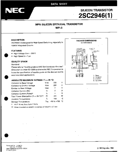 NEC 2sc2946  . Electronic Components Datasheets Active components Transistors NEC 2sc2946.pdf