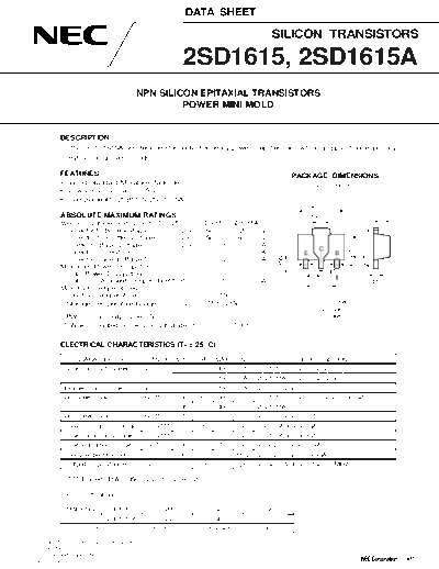 NEC 2sd1615  . Electronic Components Datasheets Active components Transistors NEC 2sd1615.pdf