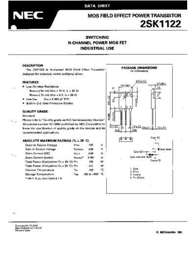 NEC 2sk1122  . Electronic Components Datasheets Active components Transistors NEC 2sk1122.pdf