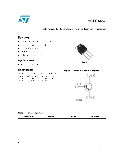 ST 2stc4467  . Electronic Components Datasheets Active components Transistors ST 2stc4467.pdf