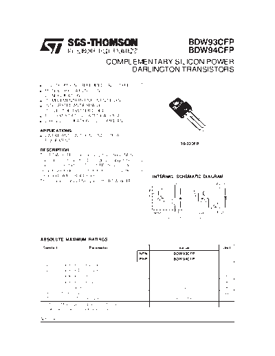 ST bdw93  . Electronic Components Datasheets Active components Transistors ST bdw93.pdf