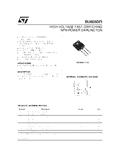 ST bu808df1  . Electronic Components Datasheets Active components Transistors ST bu808df1.pdf