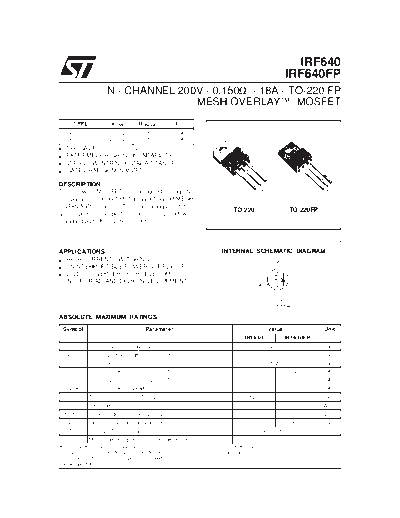 ST irf640  . Electronic Components Datasheets Active components Transistors ST irf640.pdf