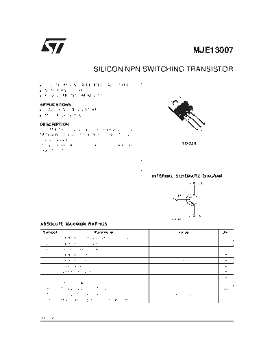 ST mje13007  . Electronic Components Datasheets Active components Transistors ST mje13007.pdf