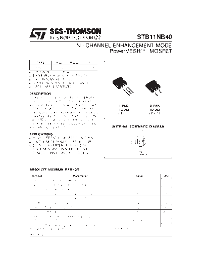 ST stb11nb40  . Electronic Components Datasheets Active components Transistors ST stb11nb40.pdf