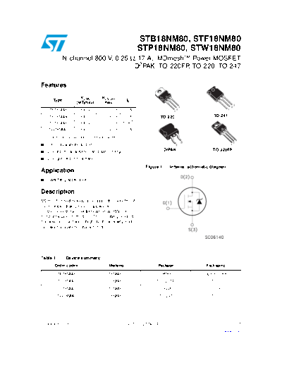 ST b18nm80  f18nm80  w18nm80  p18nm80  . Electronic Components Datasheets Active components Transistors ST stb18nm80_stf18nm80_stw18nm80_stp18nm80.pdf