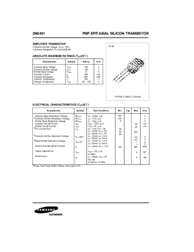 Samsung 2n5401  . Electronic Components Datasheets Active components Transistors Samsung 2n5401.pdf