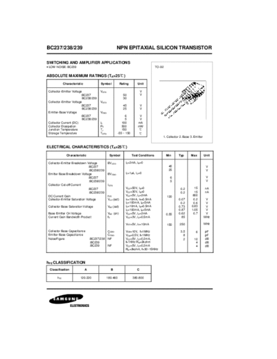 Samsung bc237 bc238 bc239  . Electronic Components Datasheets Active components Transistors Samsung bc237_bc238_bc239.pdf