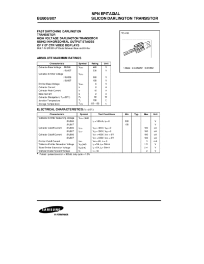 Samsung bu806 bu807  . Electronic Components Datasheets Active components Transistors Samsung bu806_bu807.pdf