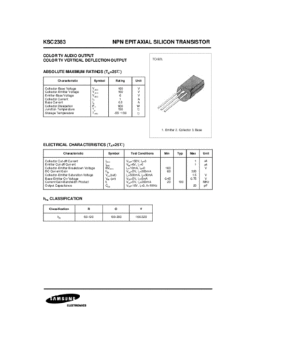Samsung ksc2383  . Electronic Components Datasheets Active components Transistors Samsung ksc2383.pdf