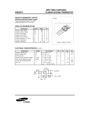 Samsung ksd5075pfc  . Electronic Components Datasheets Active components Transistors Samsung ksd5075pfc.pdf