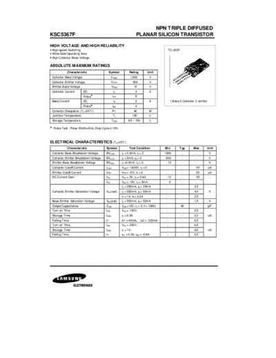 Samsung ksc5367f  . Electronic Components Datasheets Active components Transistors Samsung ksc5367f.pdf