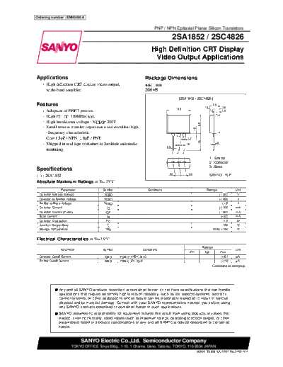 Sanyo 2sa1852  . Electronic Components Datasheets Active components Transistors Sanyo 2sa1852.pdf