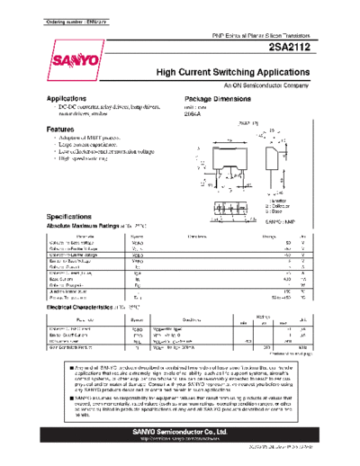 Sanyo 2sa2112  . Electronic Components Datasheets Active components Transistors Sanyo 2sa2112.pdf