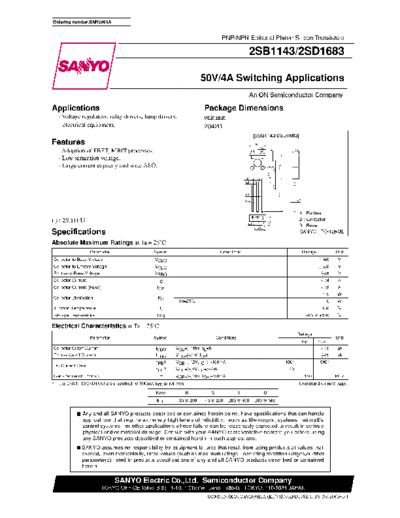 Sanyo 2sb1143 2sd1683  . Electronic Components Datasheets Active components Transistors Sanyo 2sb1143_2sd1683.pdf