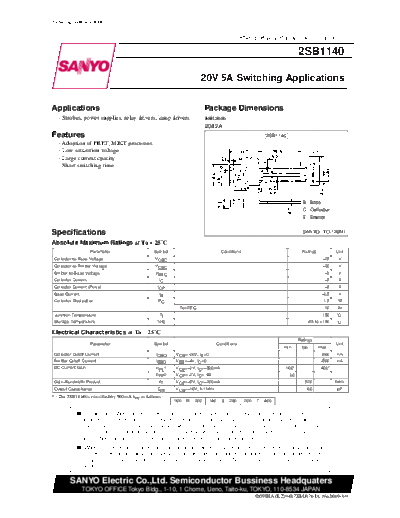 Sanyo 2sb1140  . Electronic Components Datasheets Active components Transistors Sanyo 2sb1140.pdf