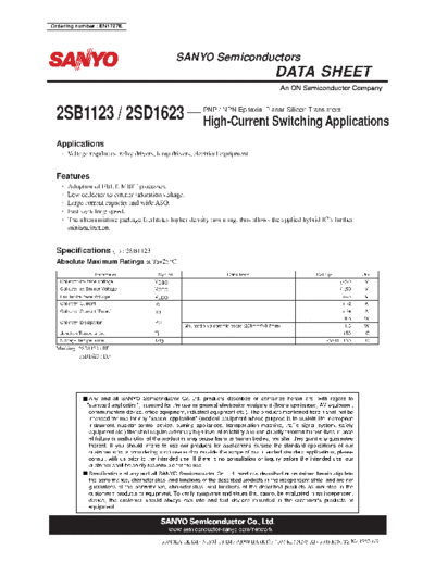 Sanyo 2sb1123 2sd1623  . Electronic Components Datasheets Active components Transistors Sanyo 2sb1123_2sd1623.pdf