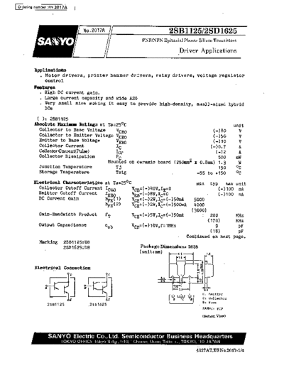 Sanyo 2sb1125  . Electronic Components Datasheets Active components Transistors Sanyo 2sb1125.pdf