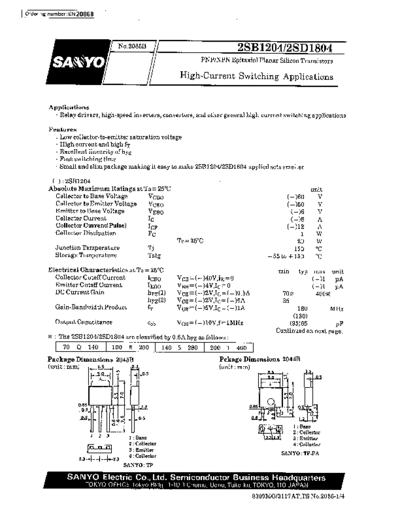 Sanyo 2sb1204  . Electronic Components Datasheets Active components Transistors Sanyo 2sb1204.pdf