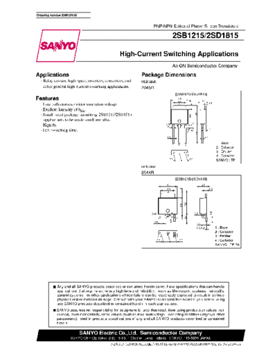 Sanyo 2sb1215 2sd1815  . Electronic Components Datasheets Active components Transistors Sanyo 2sb1215_2sd1815.pdf