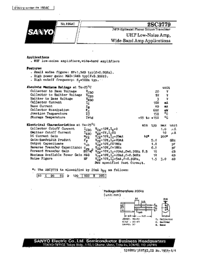 Sanyo 2sc3779  . Electronic Components Datasheets Active components Transistors Sanyo 2sc3779.pdf