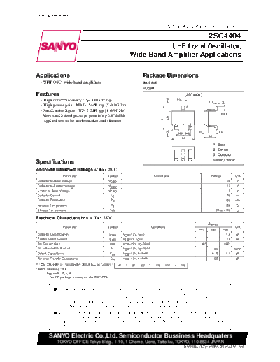 Sanyo 2sc4404  . Electronic Components Datasheets Active components Transistors Sanyo 2sc4404.pdf