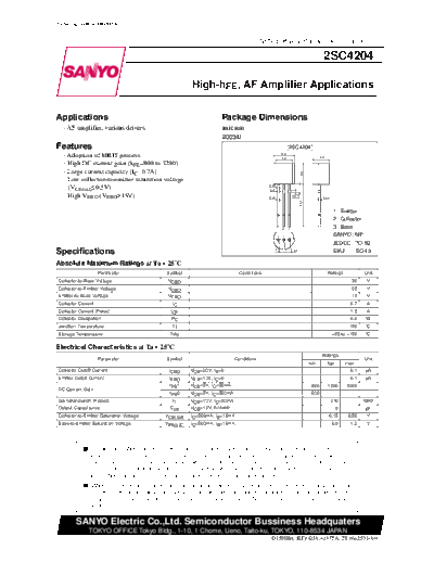 Sanyo 2sc4204  . Electronic Components Datasheets Active components Transistors Sanyo 2sc4204.pdf