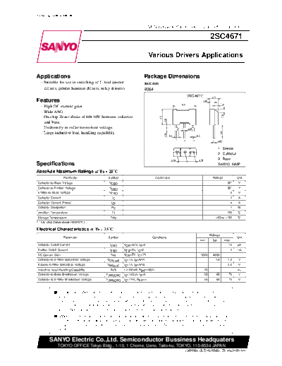 Sanyo 2sc4671  . Electronic Components Datasheets Active components Transistors Sanyo 2sc4671.pdf