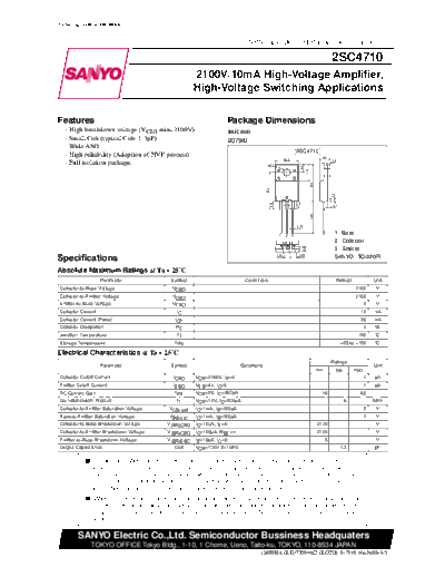 Sanyo 2sc4710  . Electronic Components Datasheets Active components Transistors Sanyo 2sc4710.pdf