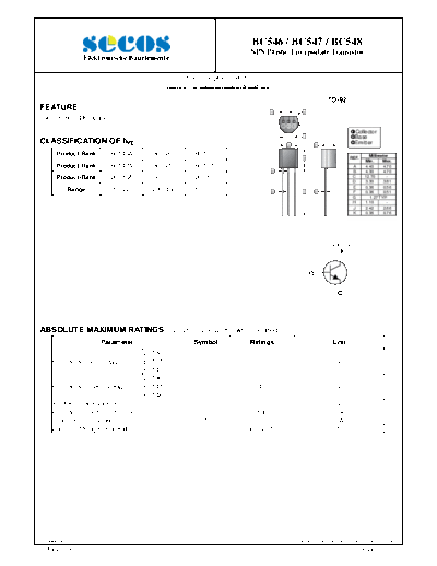 Secos bc546-547-548  . Electronic Components Datasheets Active components Transistors Secos bc546-547-548.pdf
