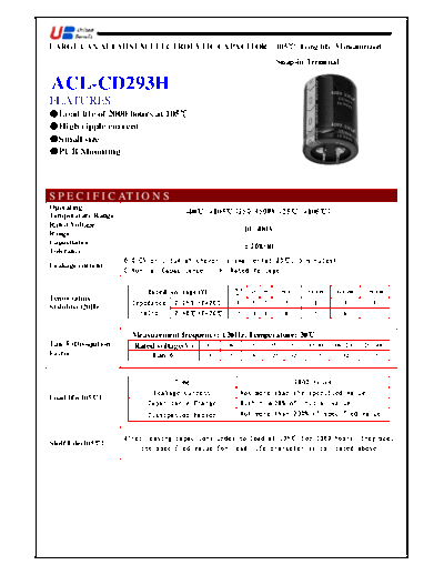 UB [United Benefit] UB [snap-in] ACL-CD293H Series  . Electronic Components Datasheets Passive components capacitors UB [United Benefit] UB [snap-in] ACL-CD293H Series.pdf