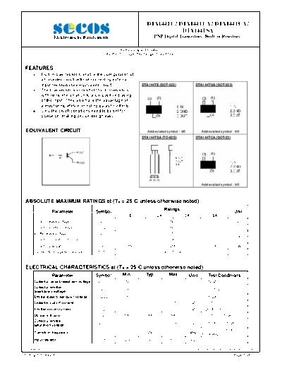 Secos dta144t series  . Electronic Components Datasheets Active components Transistors Secos dta144t_series.pdf