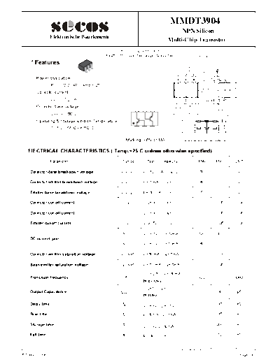 Secos mmdt3904  . Electronic Components Datasheets Active components Transistors Secos mmdt3904.pdf