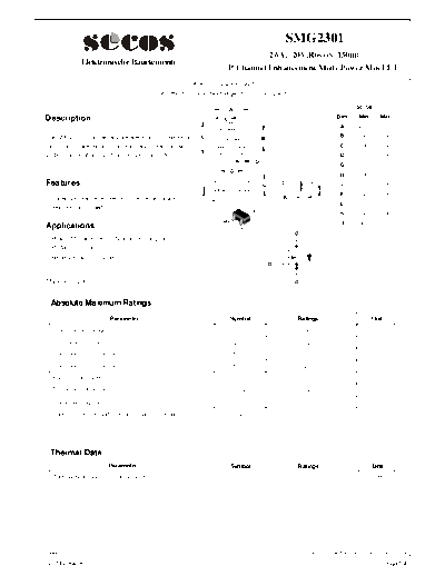 Secos smg2301  . Electronic Components Datasheets Active components Transistors Secos smg2301.pdf