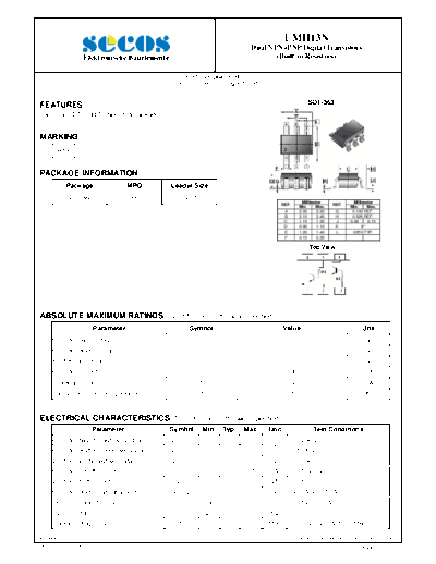 Secos umh13n  . Electronic Components Datasheets Active components Transistors Secos umh13n.pdf