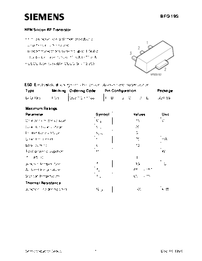Siemens bfq19s  . Electronic Components Datasheets Active components Transistors Siemens bfq19s.pdf