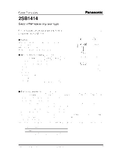 Panasonic 2sb1414  . Electronic Components Datasheets Active components Transistors Panasonic 2sb1414.pdf