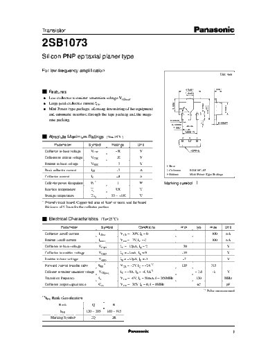 Panasonic 2sb1073 e  . Electronic Components Datasheets Active components Transistors Panasonic 2sb1073_e.pdf